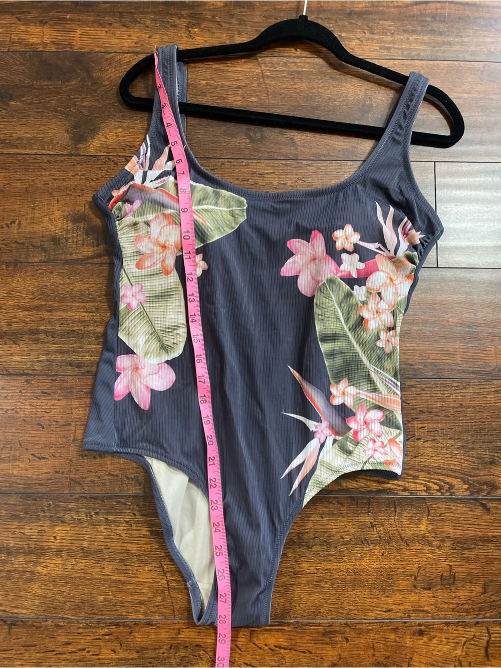 Kona Sol Navy Floral One-Piece Swimsuit with Pink & Green Accents - Picture 4 of 6
